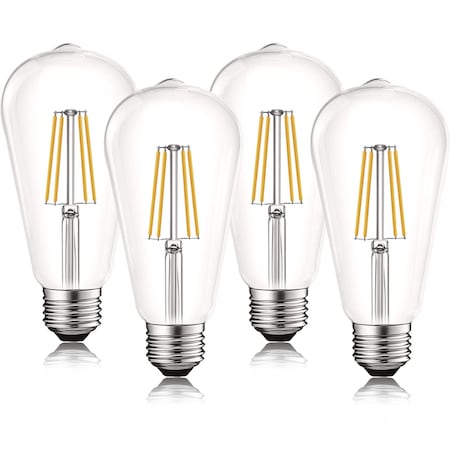 Luxrite ST19 LED Edison Light Bulbs 8W 75W Equivalent 800LM 3000K Soft White Dimmable E26 Base, 4PK LR21651-4PK